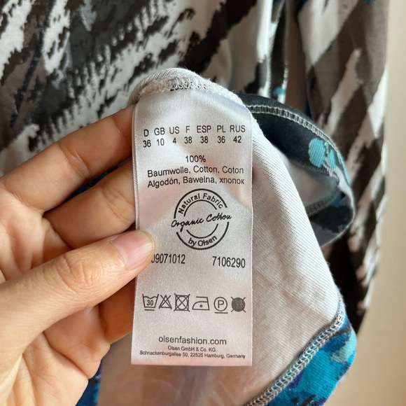 OLSEN Europe Organic Cotton Abstract Y2K Shirt Top size 4 - Picture 5 of 7